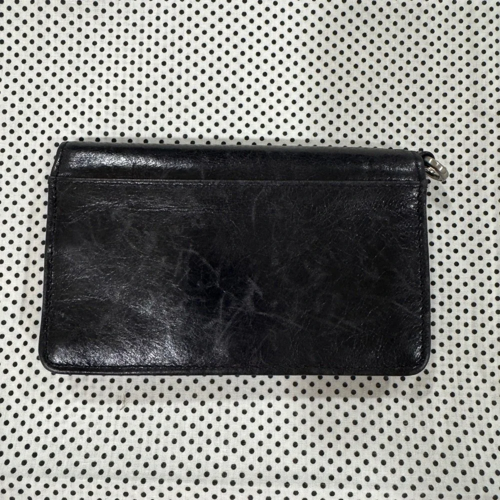 Hobo The Original Black Leather Bifold Wallet With Keychain Swirl Lining